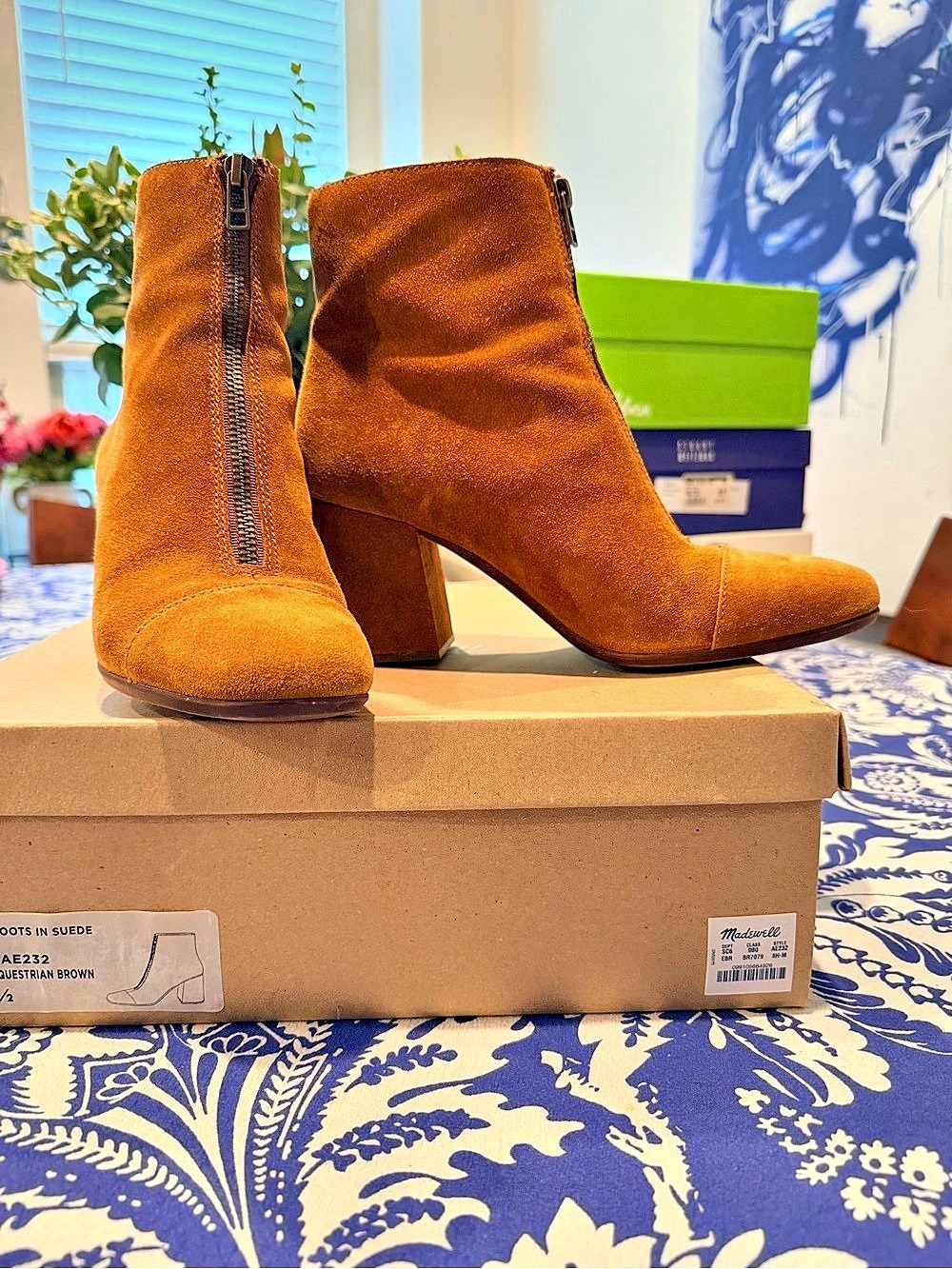 Madewell The Amalia Zip Boot in Suede Brown